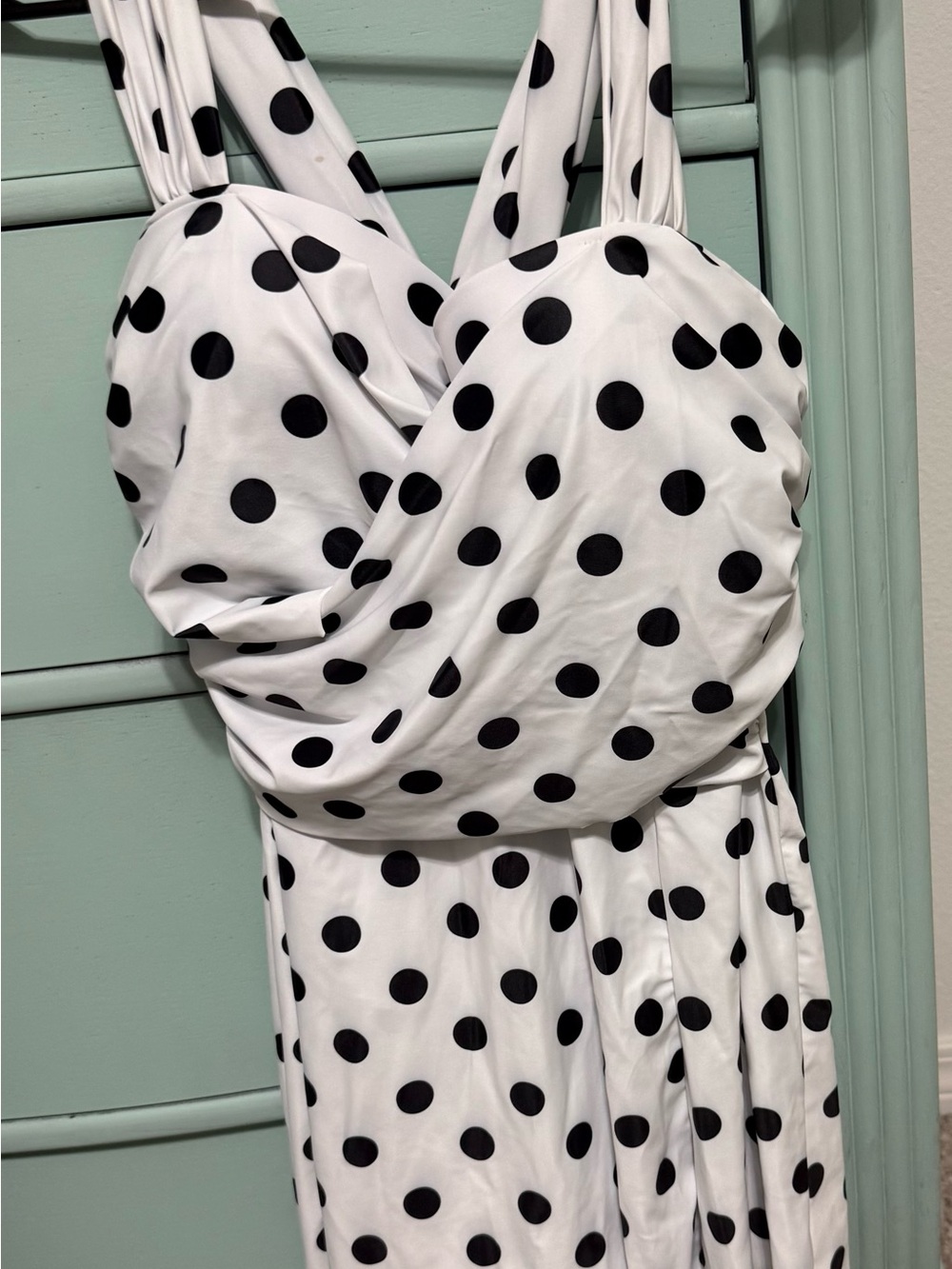 Polka Dot Sweetheart One-Piece Swimsuit - White with Black Dots